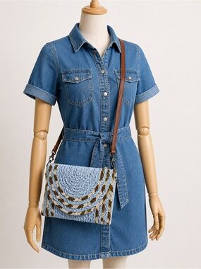 Multi Pattern Straw Clutch/Crossbody Bag by Styline